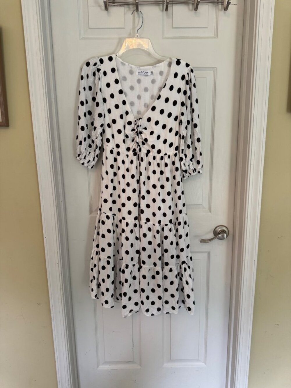 Petal + Pup Short Sleeve V-neck Polka Dot Mini Dress Size 4